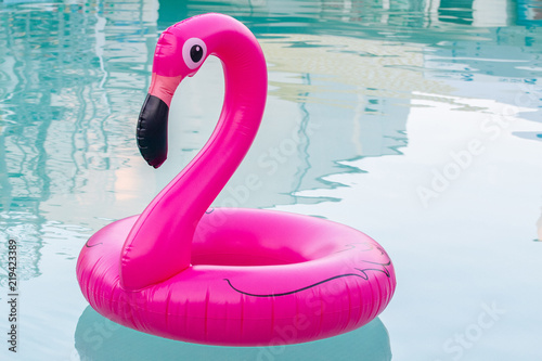 Pink Flamingo. The inflatable circle. Summer. Pool.