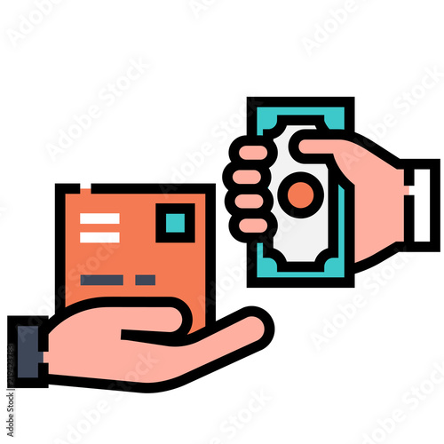 Cash on delivery LineColor illustration