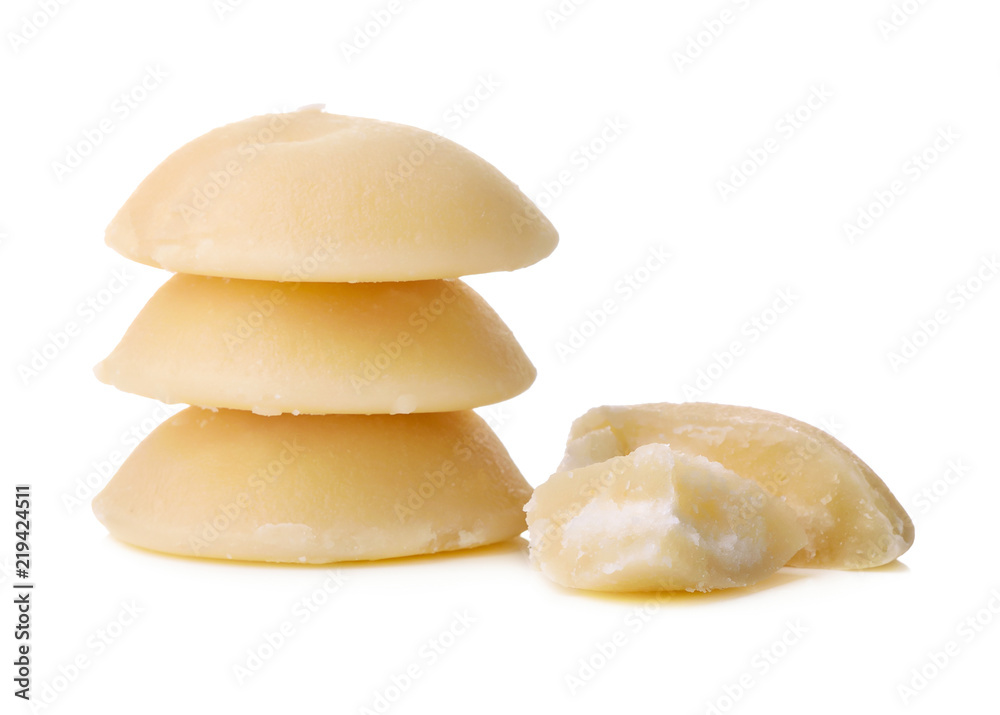 sliced palm sugar isolated on white background.