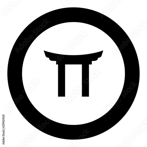 Chinese Gate icon black color in round circle
