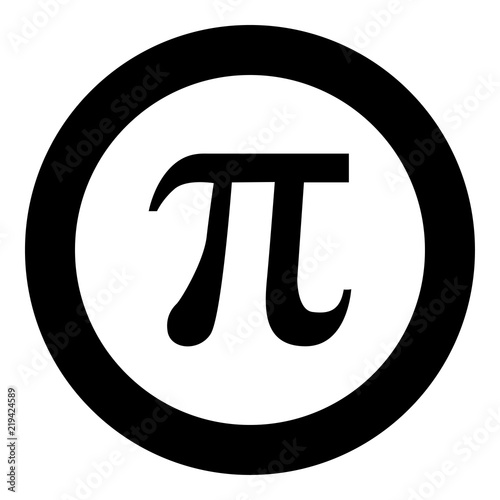 Symbol Pi icon black color in round circle