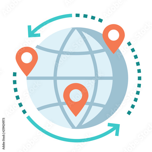 Global shipping flat illustration