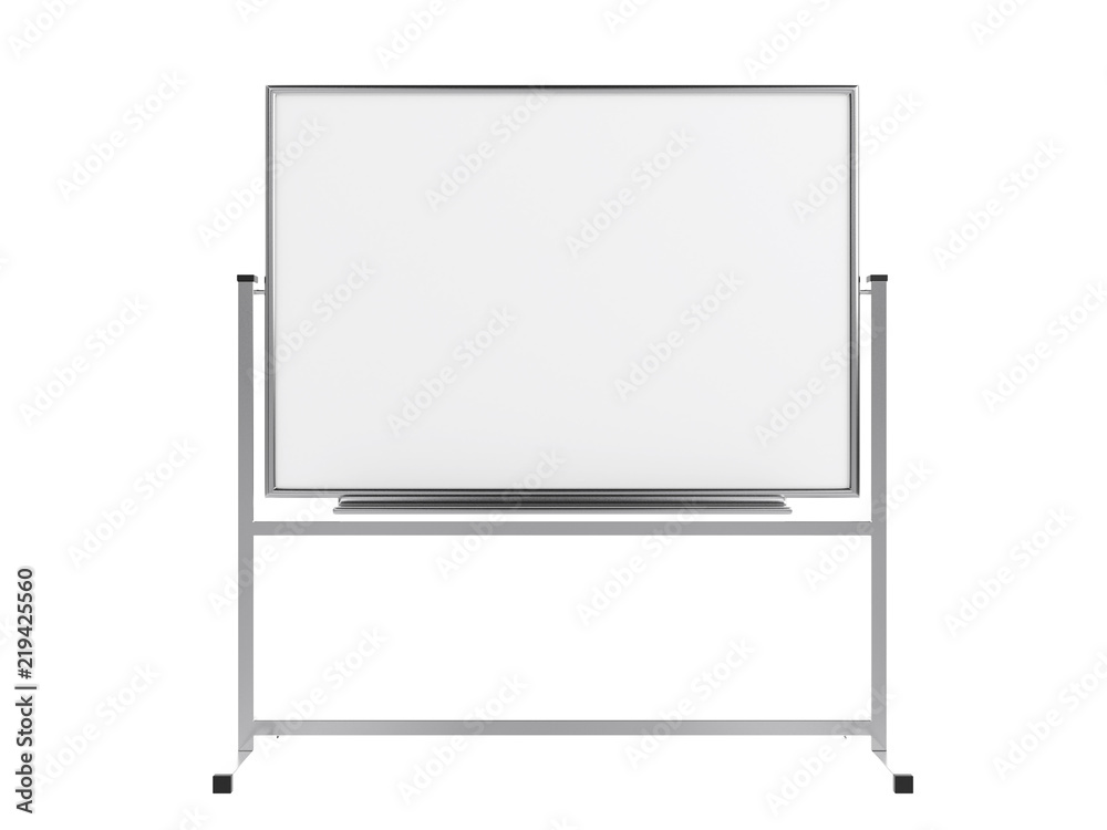 Empty whiteboard (magnetic board) isolated on white. Mockup template - 3D rendering Empty whiteboard (magnetic board) isolated on white. Mockup template - 3D rendering