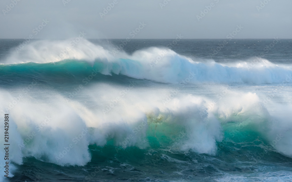 Stormy Atlantic ocean waves, Lanzarote, the Canary Islands, Spain, strong wind, huge waves Stormy Atlantic ocean waves, Lanzarote, the Canary Islands, Spain, strong wind, huge waves