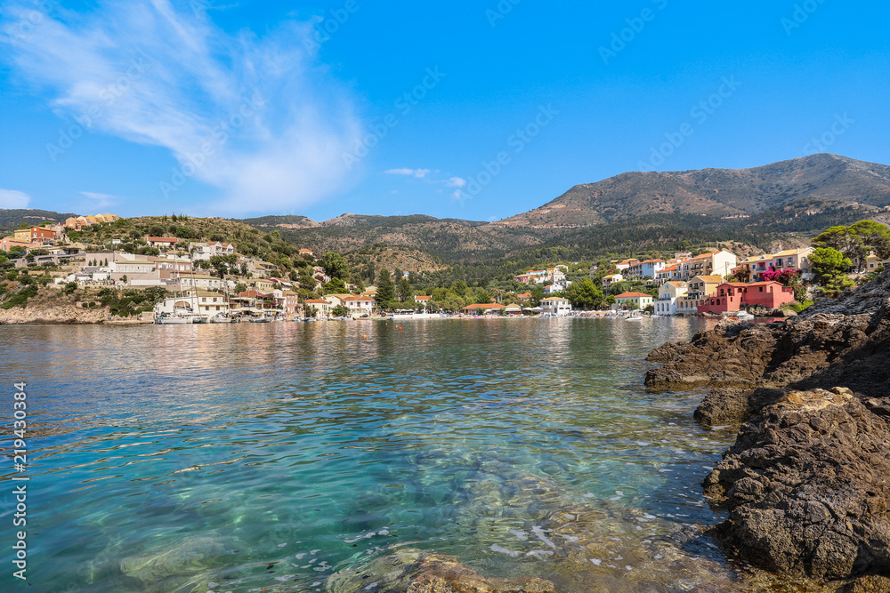 Assos beach on the Island of Kefalonia in Greece