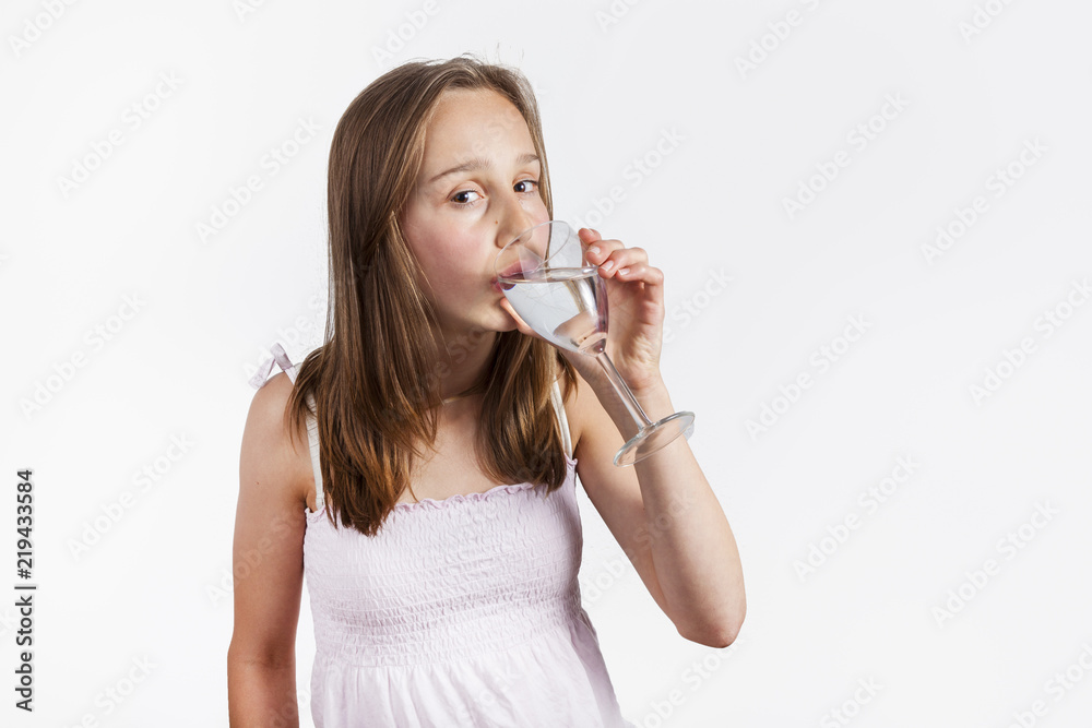 portrait of cute young teenage girl drinking portrait of cute young teenage girl drinking