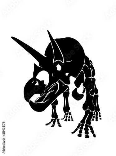  Graphical skeleton of triceratops isolated on white background,vector sketch for tattoo and printing