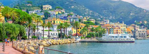 Panorama of the embankment on the Amalfitan coast of Italy, Campania, Italy