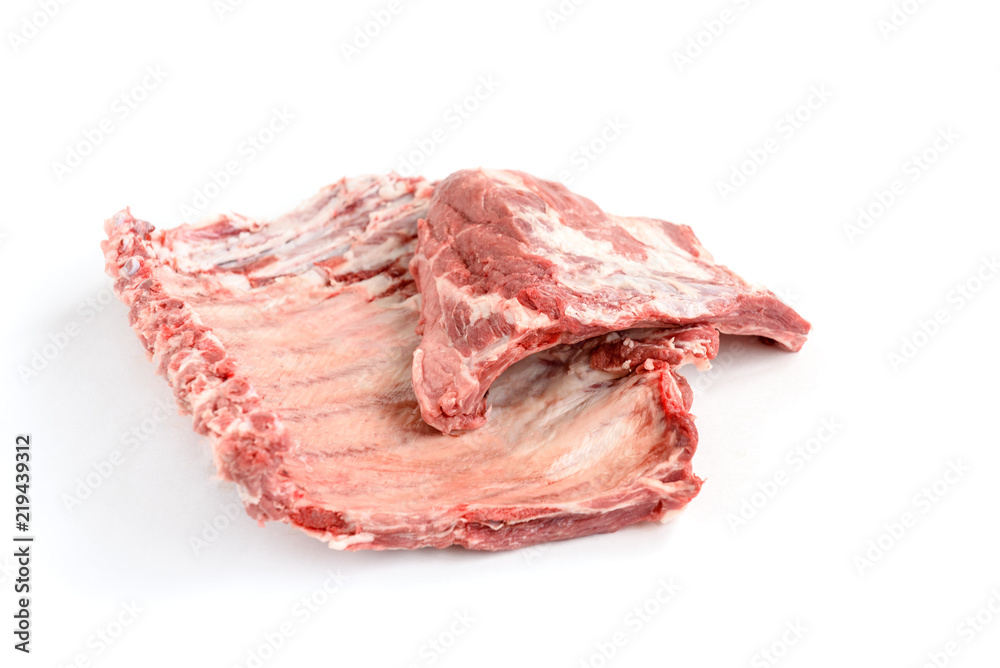Pork ribs isolated on white background.
