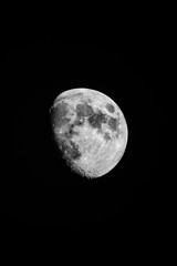 Tuinposter Zwart wit Volle maan aan donkere nachthemel  © Brian