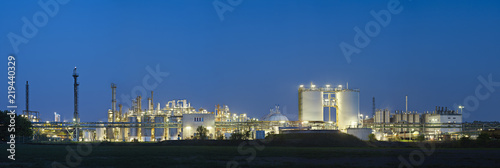 Chemical Plant At Night Panorama