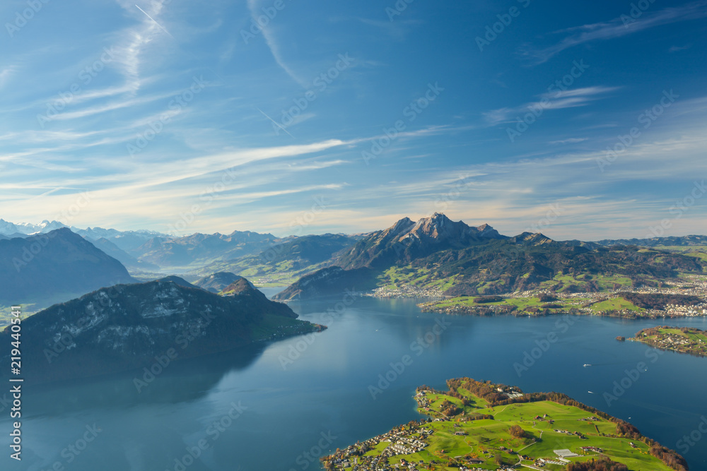Beautiful view on Lake Lucerne and Mount Pilatus