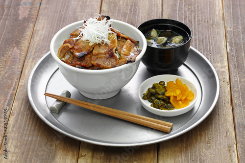 teriyaki pork rice bowl, butadon, japanese food