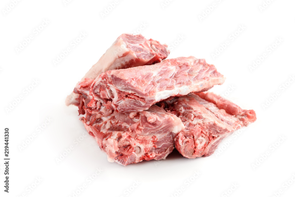 Raw pork bones isolated on white background.