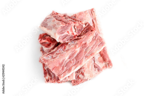 Raw pork bones isolated on white background.
