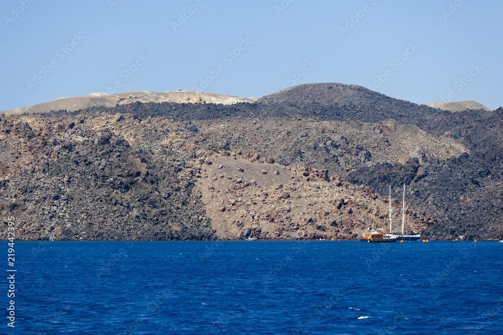 Touist Boat And Nea Kameni, Santorini