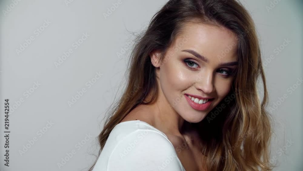 Beauty. Portrait Beautiful Smiling Woman With Natural Makeup Beauty. Portrait Beautiful Smiling Woman With Natural Makeup