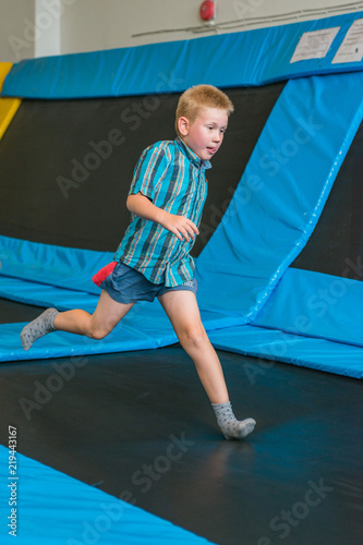 Boy jumping and playing