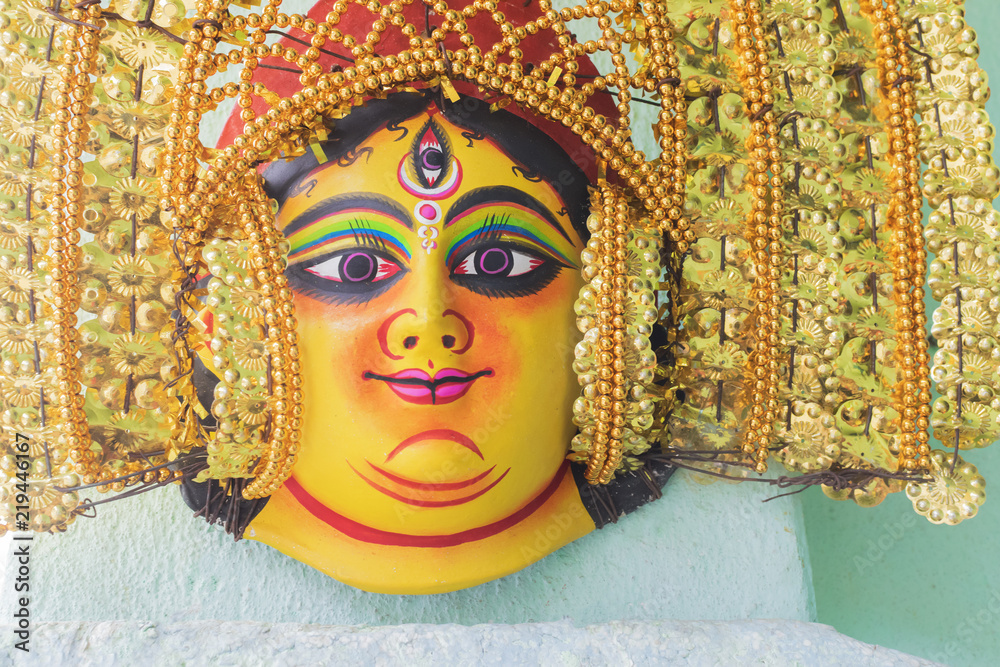 Fototapeta premium Chhau or Chhou masks on diaplay for sale