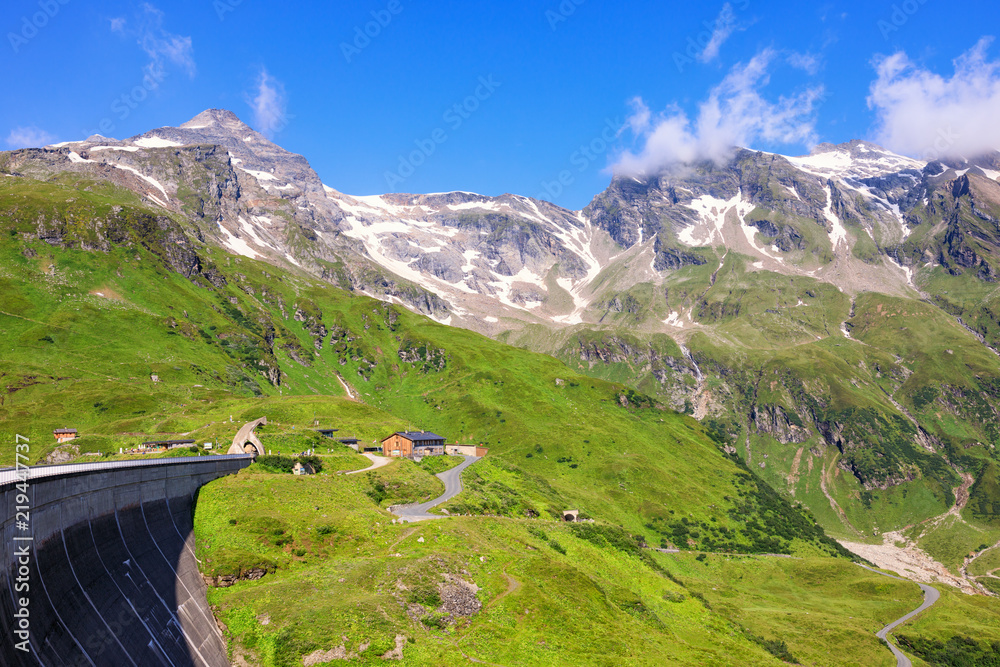 Fototapeta premium Alpine water reservoirs - Mooserboden