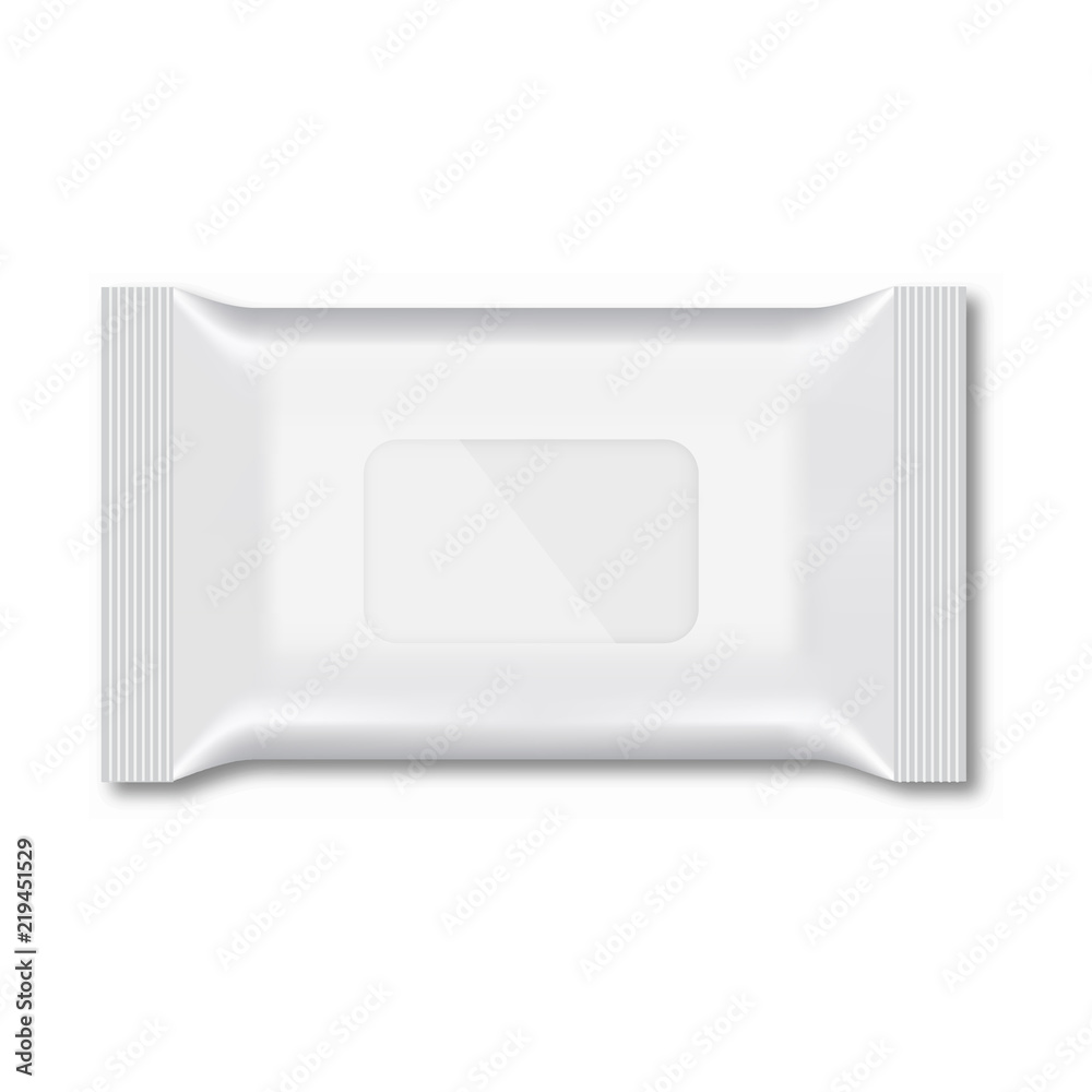 Blank of wet wipe flow packing for your design. Vector. Blank of wet wipe flow packing for your design. Vector.