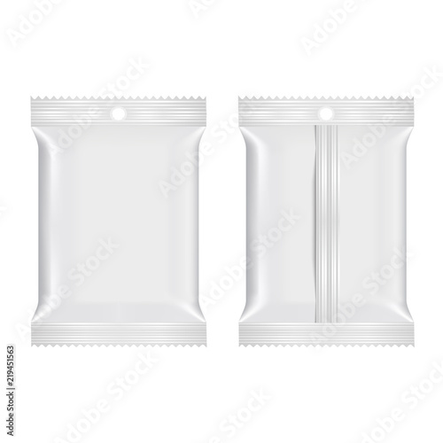 Realistic food snack pillow bags. Mock up. Vector