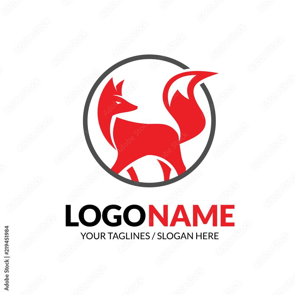 creative Fox with circle Vector Logo Template creative Fox with circle Vector Logo Template