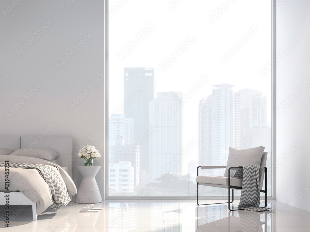 Minimal White Bedroom With City View 3d Render Decorate With White Fabric Furniture The Room Has Large Windows Sunlight Shines Into The Room Stock Illustration Adobe Stock Minimal White Bedroom With City View 3d Render Decorate With White Fabric Furniture The Room Has Large Windows Sunlight Shines Into The Room Stock Illustration Adobe Stock