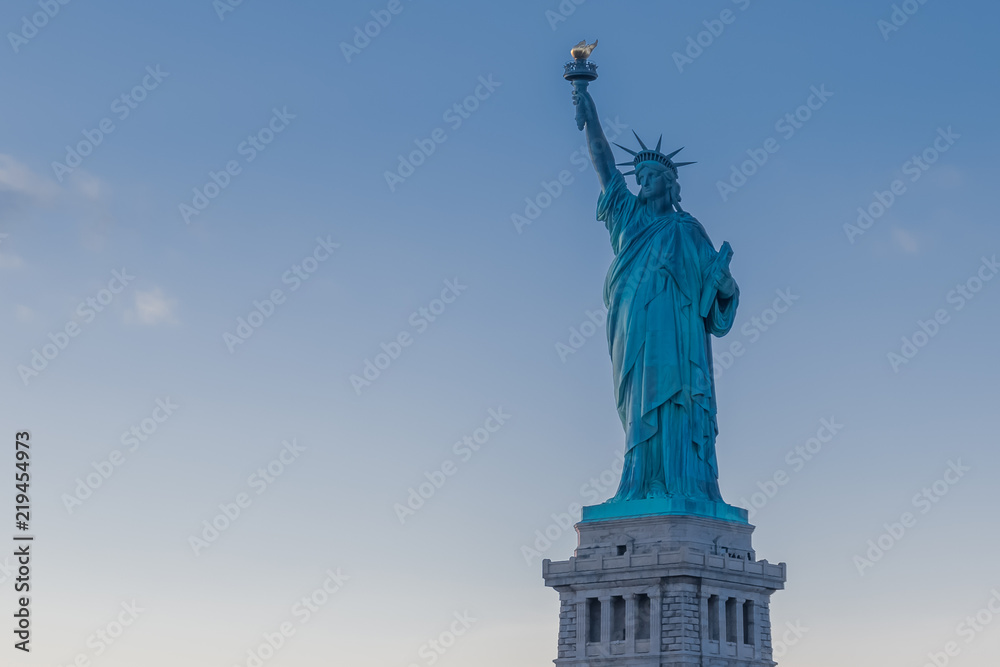 Fototapeta premium Statue of Liberty in New York City from the side view with the base