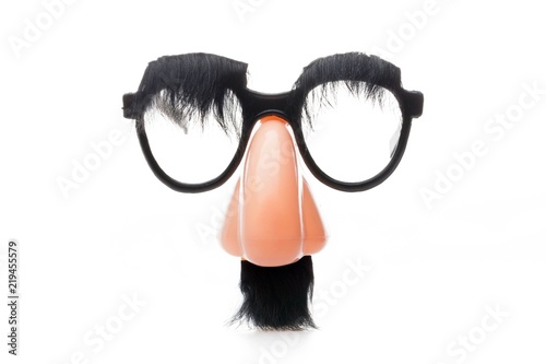 Classic Disguise Mask with Fake Nose and Moustache, Isolated on