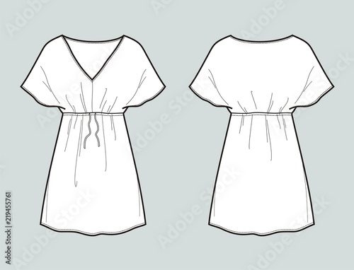 Beach summer tunic with belt. Front and back