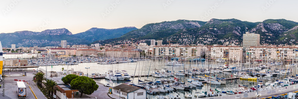 sunset on the harbor of Toulon