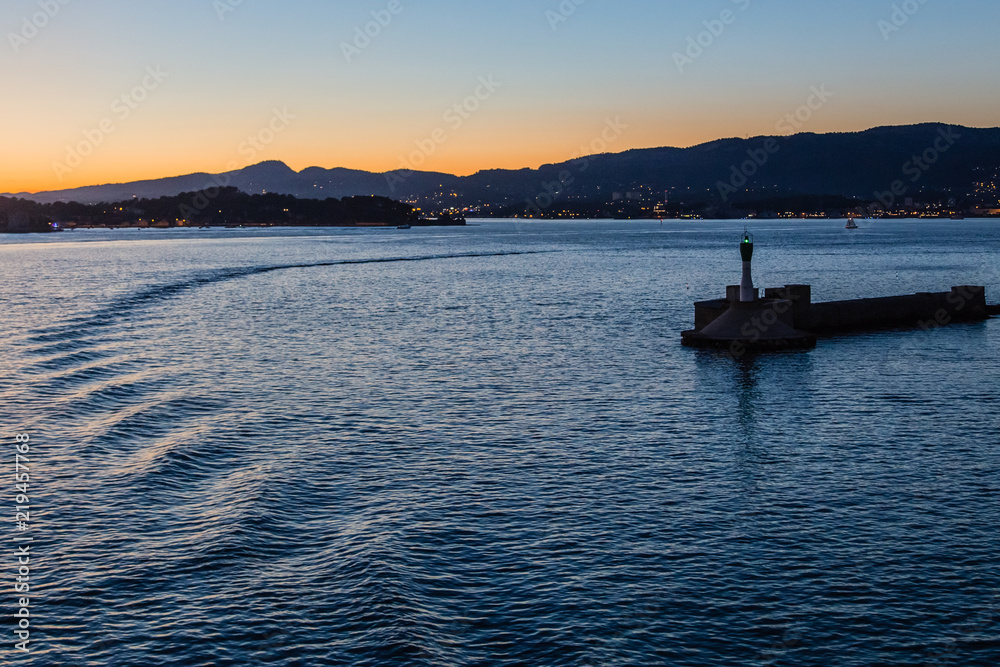 sunset on the harbor of Toulon