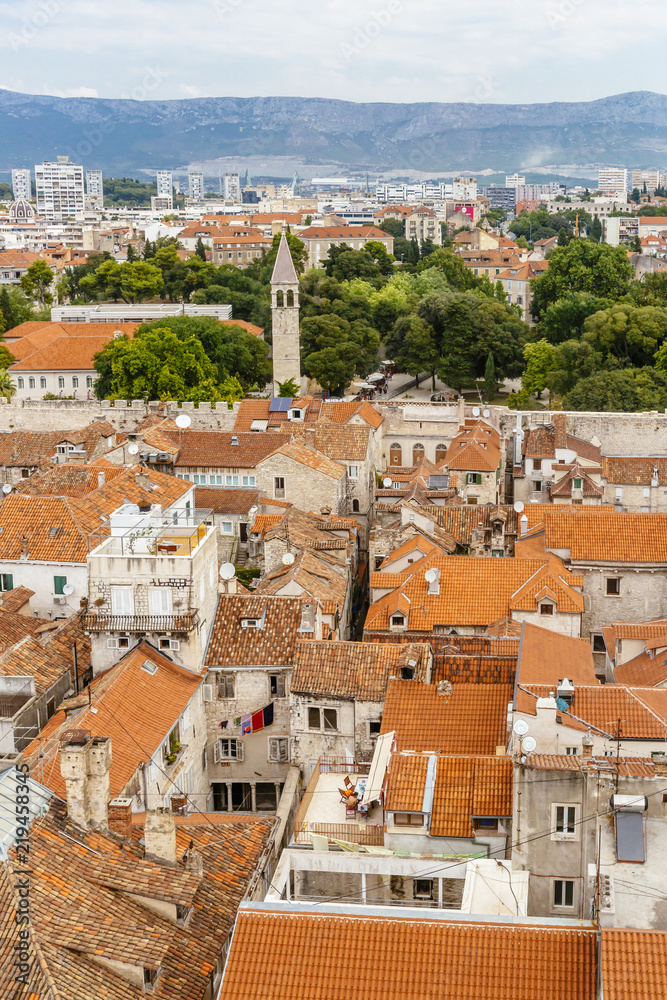 Aerial View of the City Center of Split, Croatia