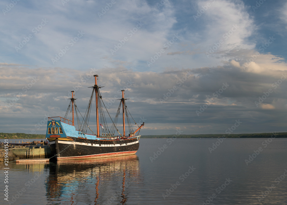 Ship Hector replica ship docked in historic Pictou, Nova Scotia