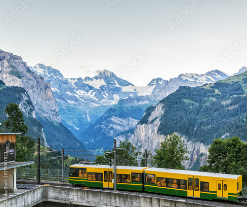 Wengen, Switzerland Alps Train Station