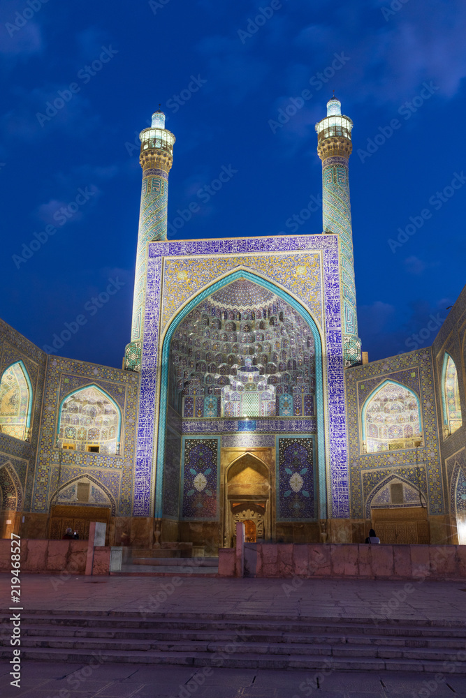 Islamic Republic of Iran. Isfahan (Esfahan). Entrance Iwan of Shah or Imam, Emam Mosque at Meidan-e Emam, Naqsh-e Jahan, Imam Square, UNESCO World Heritage Site. 05 March 2018
