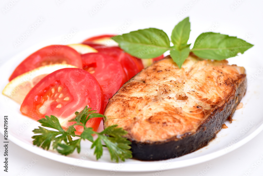 A fish dish. Mediterranean Kitchen. Healthy eating.
