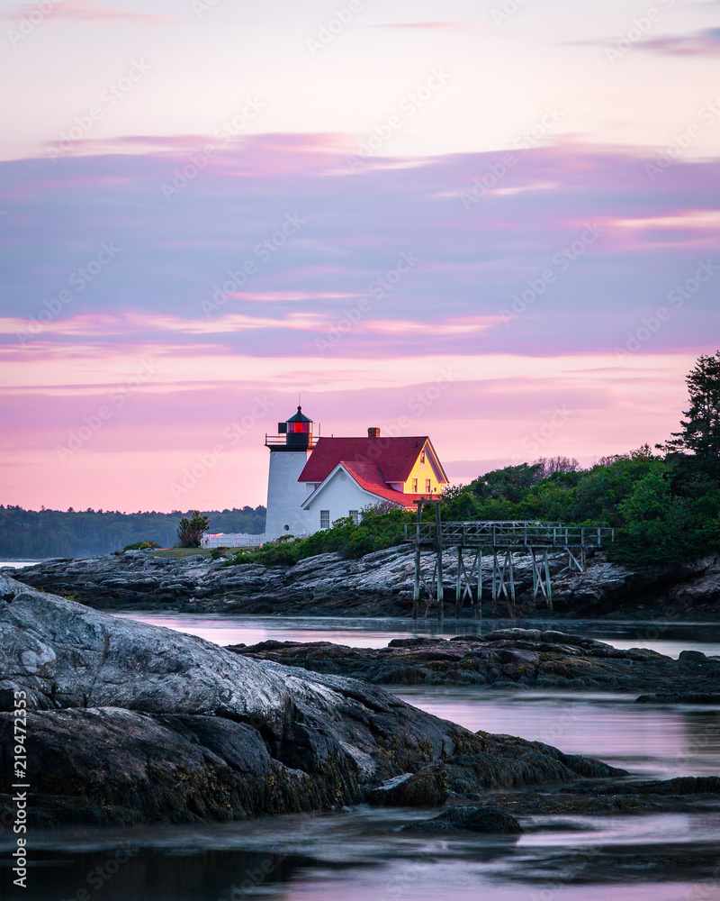 Hendricks Head Lighthouse Maine Coast Sunset