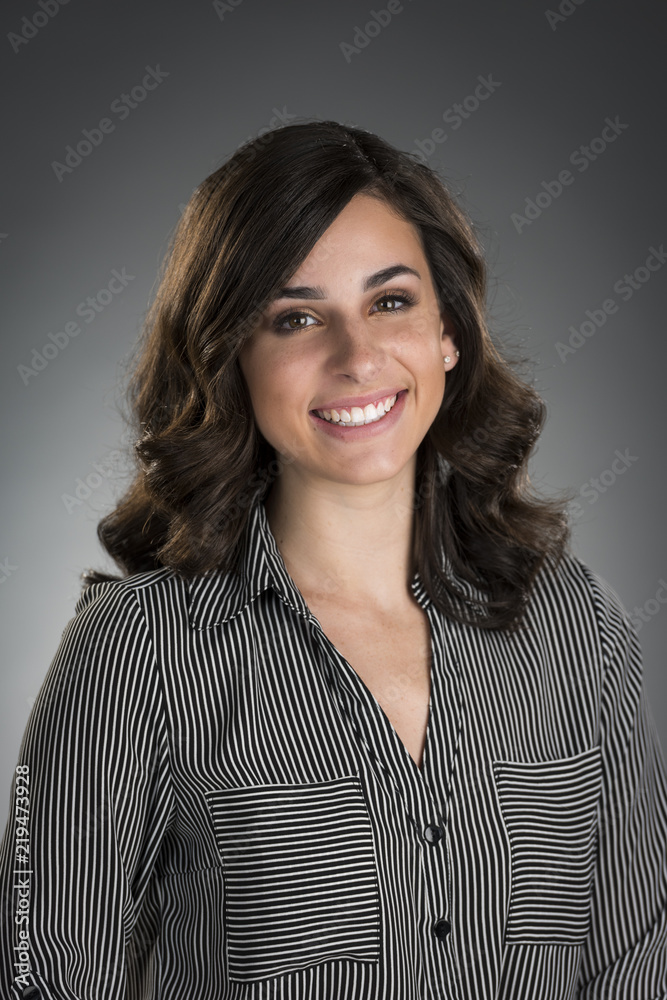 Fototapeta premium Beautiful Young Lady on Gray Background