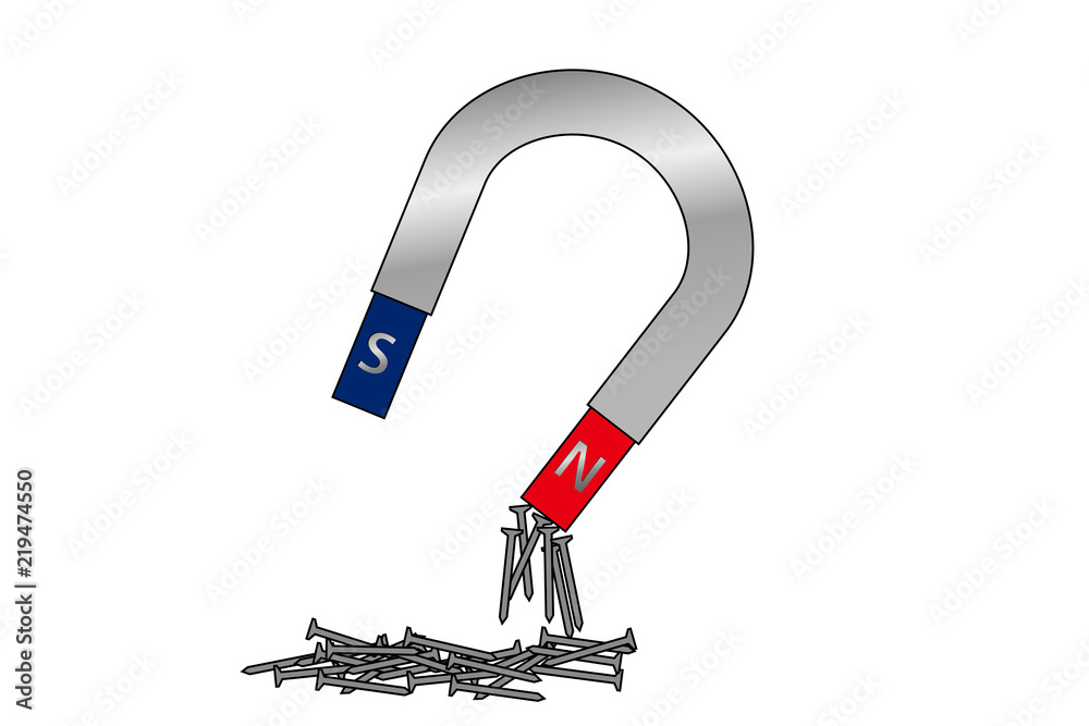 釘とu字型の磁石のイラスト マグネット ベクターデータ Magnet Illustration Stock Vector Adobe Stock