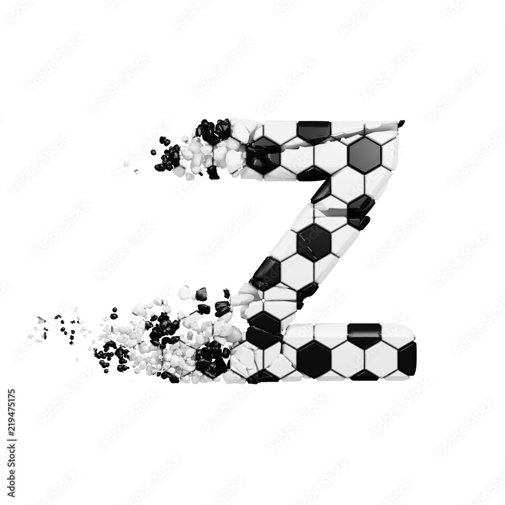 Broken Shattered Alphabet Letter Z Crushed Soccer Font Made Of Football Texture 3d Render Isolated On White Background Stock Illustration Adobe Stock