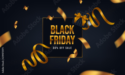 Black Friday posters with tape, boxes, and gold colored