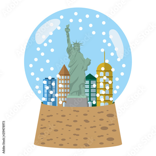 statue liberty inside snow ball glass