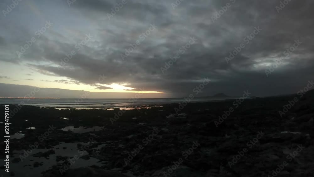 Scenic timelapse of rocky beach, low angle Scenic timelapse of rocky beach, low angle