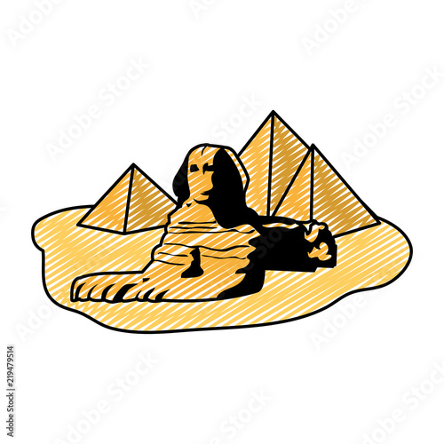 doodle famous giza egypt sculpture pyramids