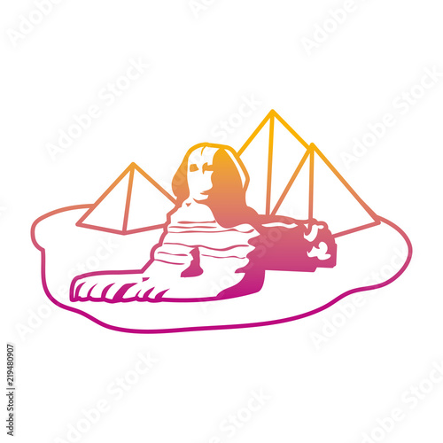 degraded line famous giza egypt sculpture pyramids
