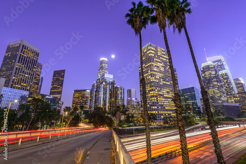 Los Angeles downtown buildings skyline evening © blvdone