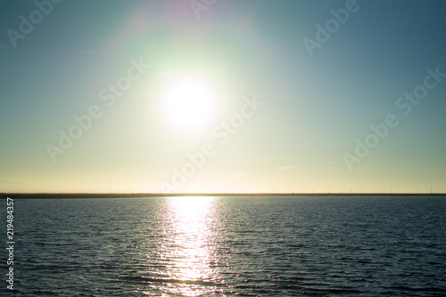 sunshine in Alviso Marina County Park at sunset time