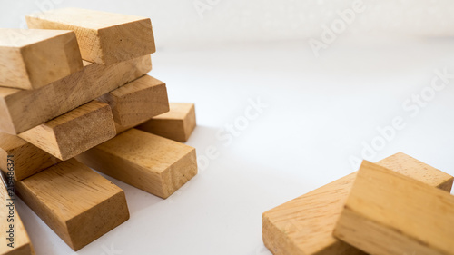 block wooden game on white background
